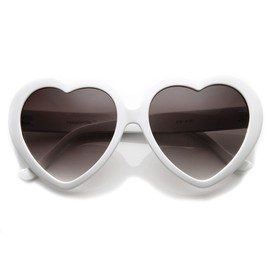 zeroUV Oversized Heart Shaped Sunglasses UV400 Cute Trendy Love Fashion Eyewear for Women 52mm (White Smoke)