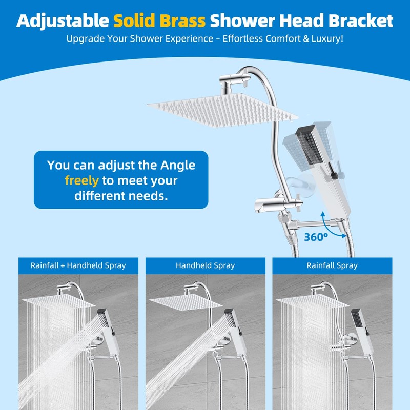 Hibbent All Metal cUPC Certified Shower Head, 12'' High Pressure