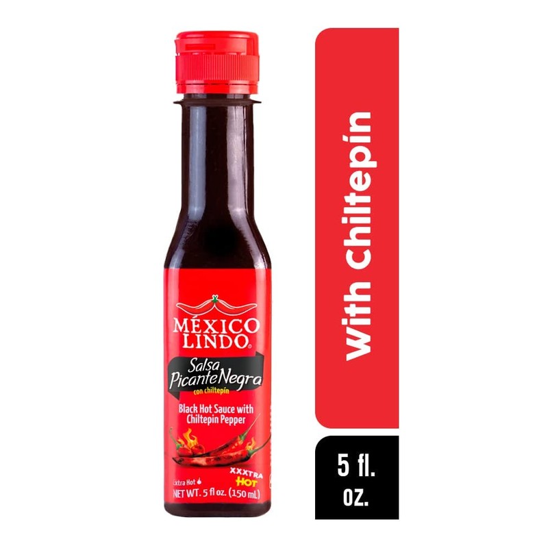 Mexico Lindo Picante Negra with Chiltepin Xxxtra Hot Sauce Display,