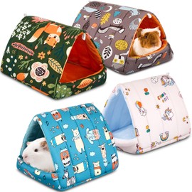 Cinnvoice 4 Pcs Guinea Pig Hideout, Guinea Pig Bed Tunnel, Rabbit Bed Washable Small House Cage Accessories for Bunny Hedgehog Mouse Chinchillas Hamsters Ferrets Bearded Dragons Rats