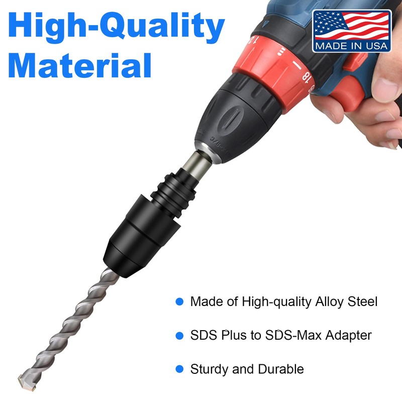 SD FACTORY SDS-Plus to SDS-Max Adapter for Rotary Hammers, 8-1/4