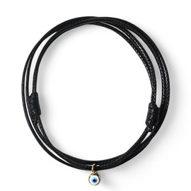 Evil Eye Cord Choker Necklace for Men or Women Unisex Adult - Protection Nazar Kabbalah Ojo Turco Good Luck Red or Black String (one size, Choker, Black)