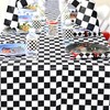 2pcs 137 x 274cm Black White Checkered PVC Table Cloth