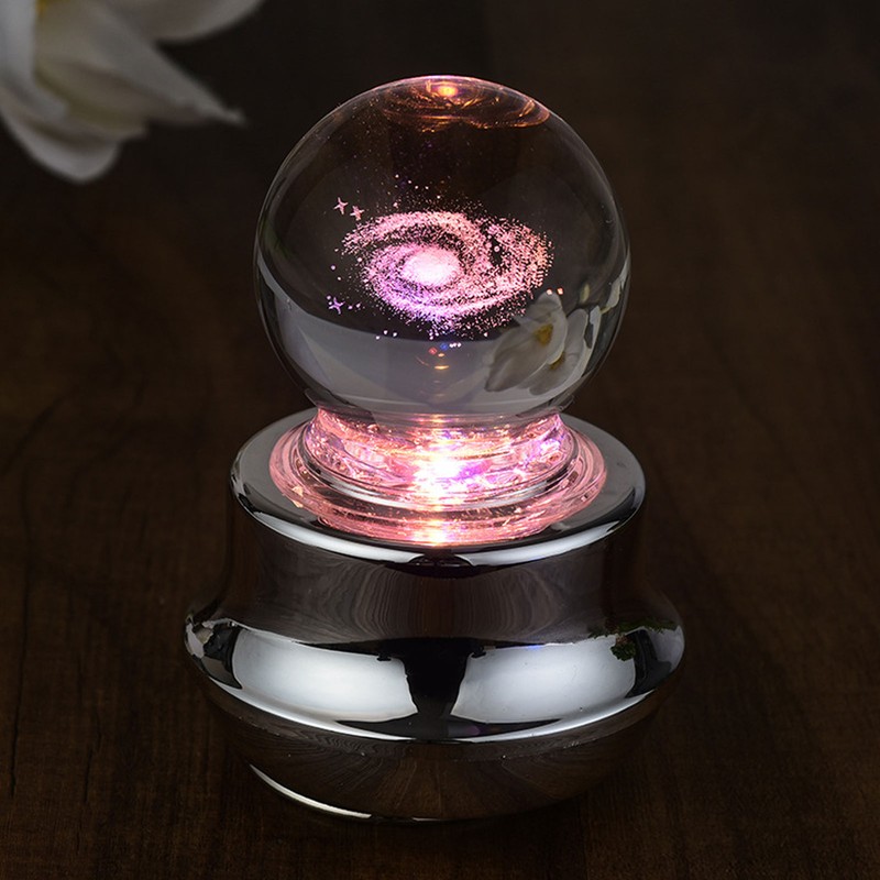 Crystal Ball Musical Box with Light Rotating Holiday Birthday Present