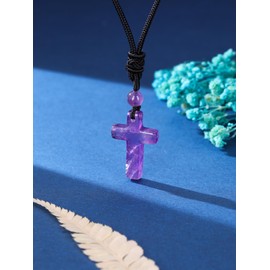 CrystalTears Cross Necklace Gemstone Cross Pendant with Adjustable Necklace Women Men Amulet Jewellery Spiritual Gift, Gemstone