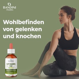 Bandini® Vitamin K2 MK7 200 µg pro Tropfen | Höchster all-trans-Gehalt 99,7% MK-7 Menaquinon - Hochwertig K2VITAL® von Kappa | gelöst in nativem Olivenöl extra | Hochdosiert, vegan, 30ml (840 Tropfen)