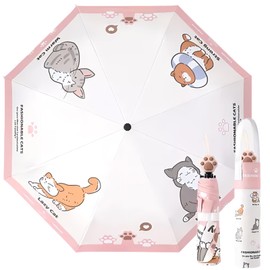 YasYouRi Folding Umbrella, Cat Paw Cat Pattern, Cute, Open and Close with Light Force, Women's, For Both Sun and Rain, Light Blocking, Heat Blocking, Sun Protection, Sun Protection, Sun Protection,