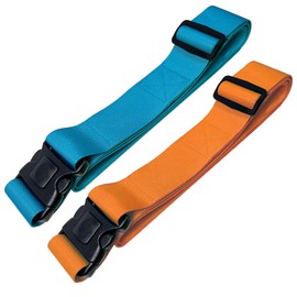Suitcase Straps Set of 2 Luggage Straps with Locking and Cross Strap Function | Suitcase Straps Eye-catching Set of 2 Blue/Orange | 5 cm x 205 cm taschenmann2005