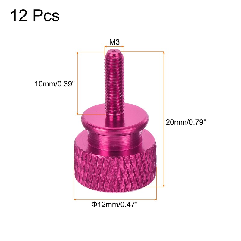 sourcing map 12pcs M3x10mm Knurled Thumb Screw Computer Case Threaded