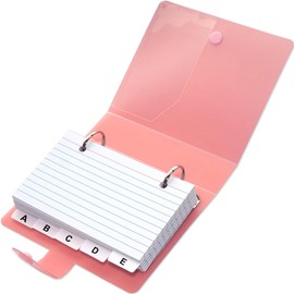 3x5 Lined Index Cards with Ring Binder Holder and Dividers, 100 Ruled Cards, Pink