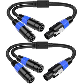 LanSenSu Speakon Splitter Cable,1 Male to 2 Female XLR Y Splitter Speakon Splitter Cable Speakon 1-Male to 2-Female（2Pack）