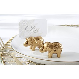 Kate Aspen Lucky Dorado Elephant - Portatarjetas para Colocar Fotos, Recuerdos de Fiesta, decoración de Boda India, Tarjetas de Lugar, Juego de 6 Unidades