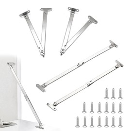 Support Hinges Set of 4 Folding Hinges Hinges 2 Left & Right Folding Support Hinges Stainless Steel Hinge Retainers 180 Degree Swivel Lid Hinges Furniture Decorative Cupboard Furniture Repair Hardware Mounting Screws Included