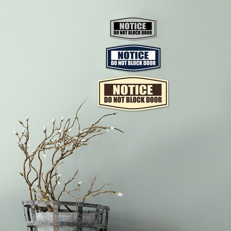 Fancy Notice Do Not Block Door Sign (Brushed Silver) -
