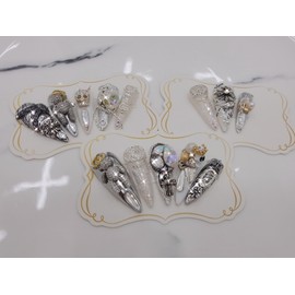 ⚜️ Chivalrous handmade nail tips ✨ - Short stiletto / ⚜️ 기사도 수제네일팁 ✨ - 숏스틸레토
