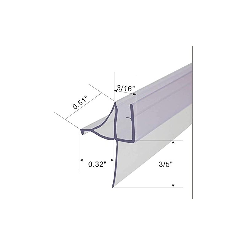 Frameless Shower Door Bottom Seal Shower Sweep with Drip Rail