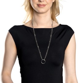 JEWELS BY LEONARDO 024446 Clip & Mix Ilvi Necklace, Long Chain Made of Silver-Coloured Stainless Steel, Different Shaped Stainless Steel Beads, 70-72.4 cm Length, Jewellery Gift, Stainless Steel, No