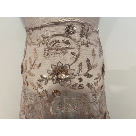 wowfabric4less123 Blush Embroidery  Sequins Lace Fabric 50” Width 1 Yard