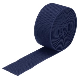 MECCANIXITY Twill Wide Elastic Band Double-Side 1.2 Inch Flat 2 Yard Woven Elastic Band Knit Elastic Spool Heavy Stretch Strap Dark Blue for Sewing, Waistband