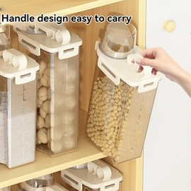 Cereal Containers Storage, 5.5Lbs Rice Container, BPA Free Plastic Storage Bin Dispenser with Pouring Spout Handle, Food Storage Container with Measuring Cup for Flour Pasta Grain, Pet Dog Cat Bird
