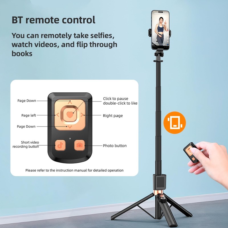 Camnoon Selfie Stick Tripod, 2-in-1 Selfie Pole with Removable Projection