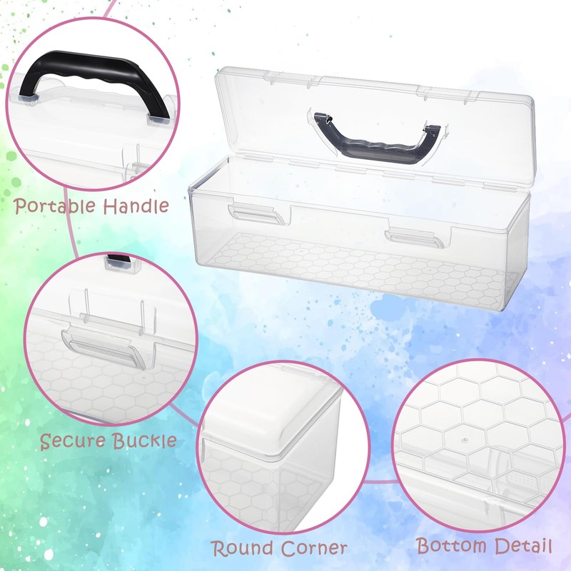BTSKY 2 Pack Clear Plastic Painting Brush Container with Black