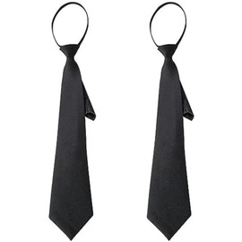 Calsgkspray 2Pcs Black Women 's Narrow Necktie with Zipper Adjustable Neck Tie Elegant All-match Trendy Unisex Casual Business Length Ties,Cummerbunds and Pocket Squares(42cm)