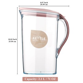 Berglander Carafe, Fridge Door Water Jug with 2.1 Litre Lid, Clear Fiberglass Carafe, Perfect for Making Tea, Juice and Cold Drinks, BPA Free