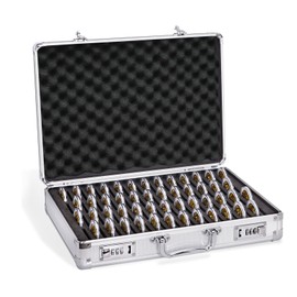 100-Slot Coin Storage Box, Dual Combination Locks, Aluminum Frame