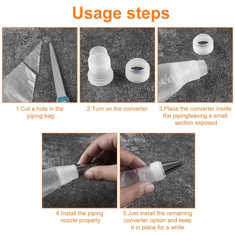 Piping Bag and Nozzles Set with Coupler, 100Pcs Disposable Piping