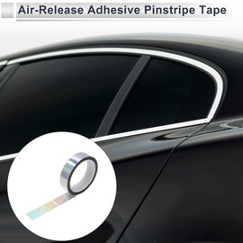 RATCHROLL 1 Roll Universal Air-Release Adhesive Pinstripe Tape Holographic Automotive Pinstriping Tape Chrome Silver Tone 0.87"x164.04ft