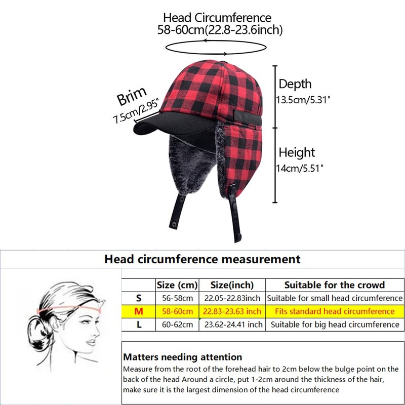 Winter Buffalo Plaid Trapper Hunting Hat Lumberjack Hat Ear Flaps