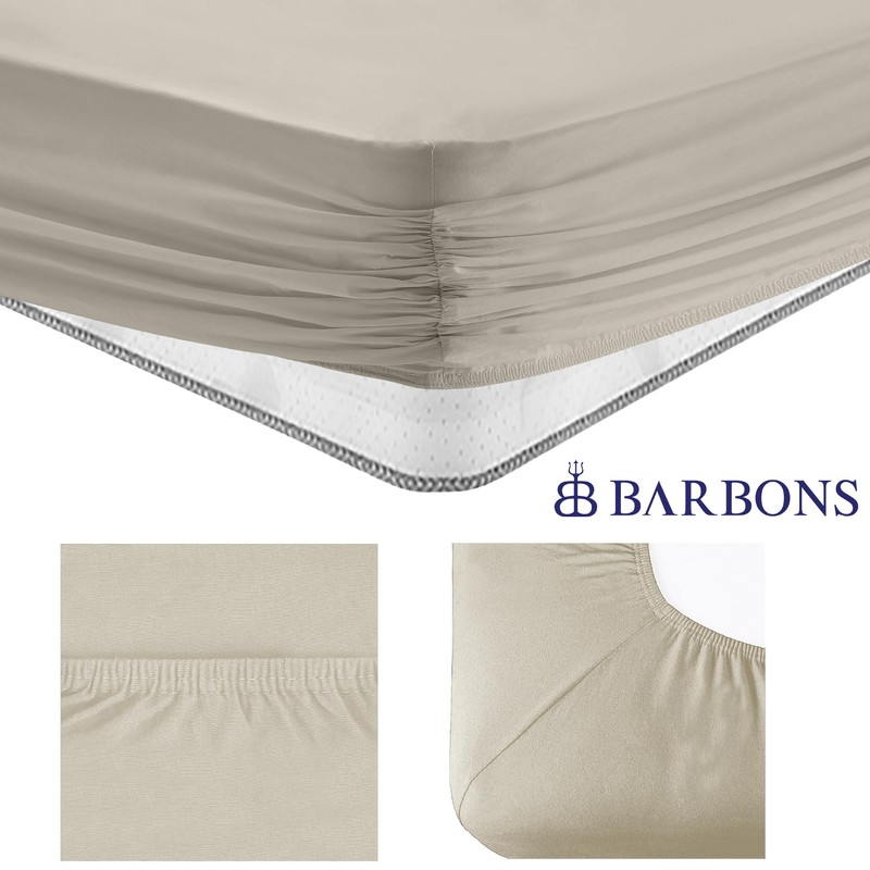 BARBONS Fitted Sheet 160 x 200 cm, 100% Cotton Fitted