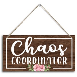 Easy Vibe Wood Decor Sign, Chaos Coordinator, Hanging Printed Wooden Plaque Décor, Creative Wood Sign, Sweet Home Decoration Wall Sign, Print Artwork for Classroom Office Hostel Wall Décor 12x6 inch