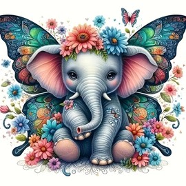 Elephant Vinyl Sticker with Colorful Floral PVC Vinyl Car Decals Stickers Waterproof Self-Adhesive Decals for Cars, Laptops, Trucks, Motorcycles Wall Window Luggage Scratch Cover Door Decor Sticker