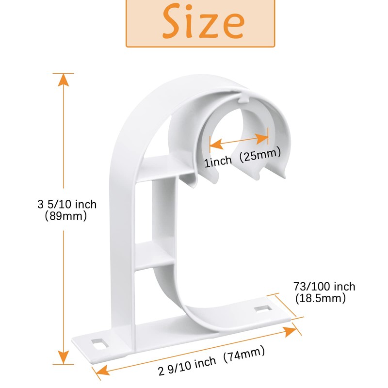 TOKPLNU Ceiling Curtain Rod Bracket, Ceiling Curtain Rod Hooks White