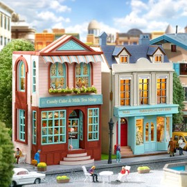 Roroom DIY Miniature and Furniture Dollhouse Kit,Mini 3D Wooden Doll House Craft Model with LED,Creative Room Idea for Valentine's Day Birthday Gift(ManXing Dessert Shop-D013)