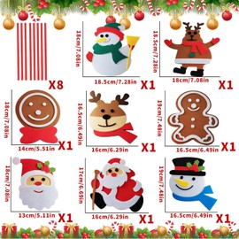 Giugio Pack of 8 Christmas Wreaths Craft Set, Christmas Felt Craft Set for Children, Christmas Decoration, Christmas Crafts, Children for Christmas Decoration, Winter, Girls, Boys