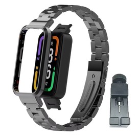 T-BLUER Compatible for Xiaomi Redmi Smart Band Pro Strap,Redmi Smart Band Pro Stainless Steel Metal Replacement Bands Straps Watchband Accessories for Xiaomi Redmi Smart Band Pro Bracelet
