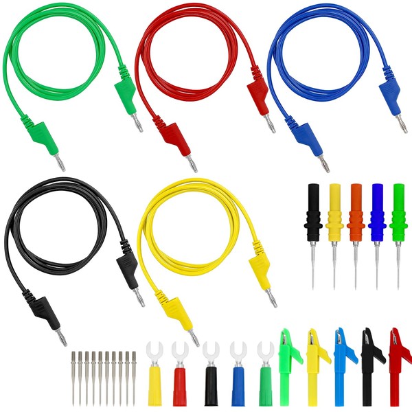 QWORK® 30 Pieces 4 mm Multimeter Test Leads, Multimeter Measuring