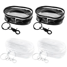 Framendino, 4 Pack Clear Makeup Bag Mini for Women Keychain Pouch Coin Purse Small Storage Data Cable Organizer Zipper