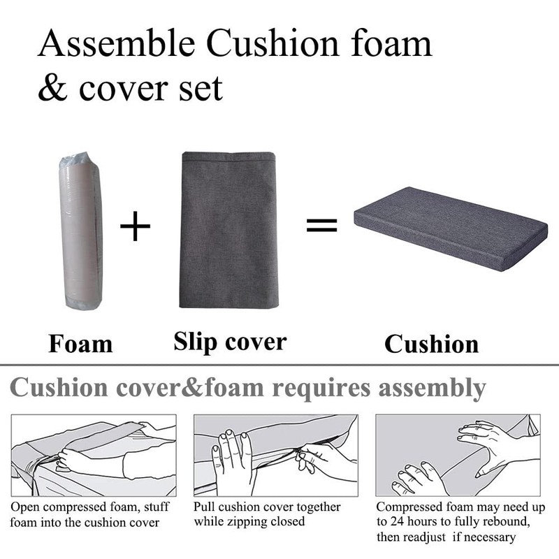 SAMTY Bench Seat Cushions Memory Foam Chair Pads Non-Slip Rubber