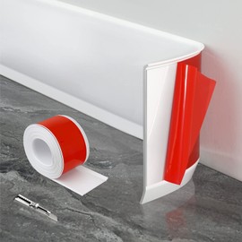 FCSOTSPS Baseboard Trim, 20 Feet * 4 Inch Peel and Stick Flexible Baseboard Molding Trim, Self-Adhesive Vinyl Baseboard Cove Base, Base Boards for Walls with 1 PCS Utility Knife (White)