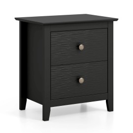 Costway Modern Nightstand with Storage 2 Drawers and Support Legs for Bedroom White