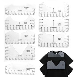 Nivofu 8 Piezas Regla Guía para Camisetas, regla de medición de camisetas, Calibración de Cuello Redondo y Alineación de Costura para Diseño de Ropa, 