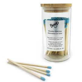 100 Decorative Wooden Safety Matches in Glass Apothecary Jar,4 Inch Colored Long Matches for Lighting Candles,Stylish Home Decor with Striker Included