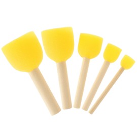 5 Pcs Round Foam Brush Set Yellow Paint Sponges Wooden Handle Sponge Brush Set Washable Foam Paint Brushes Foam Brushes for A Variety of Arts and Crafts DIY Painting Projects(5 Sizes)