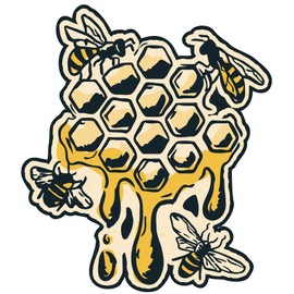 VulgrCo Honeycomb Yellow Honey Bumble Bee Animal Funny Sticker Vinyl Waterproof UV Resistant Decal for Phones Laptops Water Bottles Tumblers Boats Cars Trucks Windows Kayak 3" inch Bumper Stickers