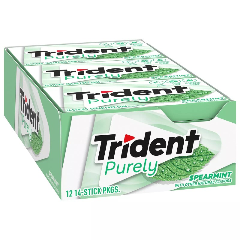 Trident Purely Spearmint Sugar Free Gum 12 Packs 14 Pieces