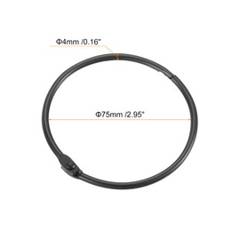 sourcing map Shower Curtain Rings,15pcs - Carbon Steel Round Snap Shower Curtain Hooks, 3 Inch Loose Leaf Binder Rings for Shower Curtain Rods (Black)